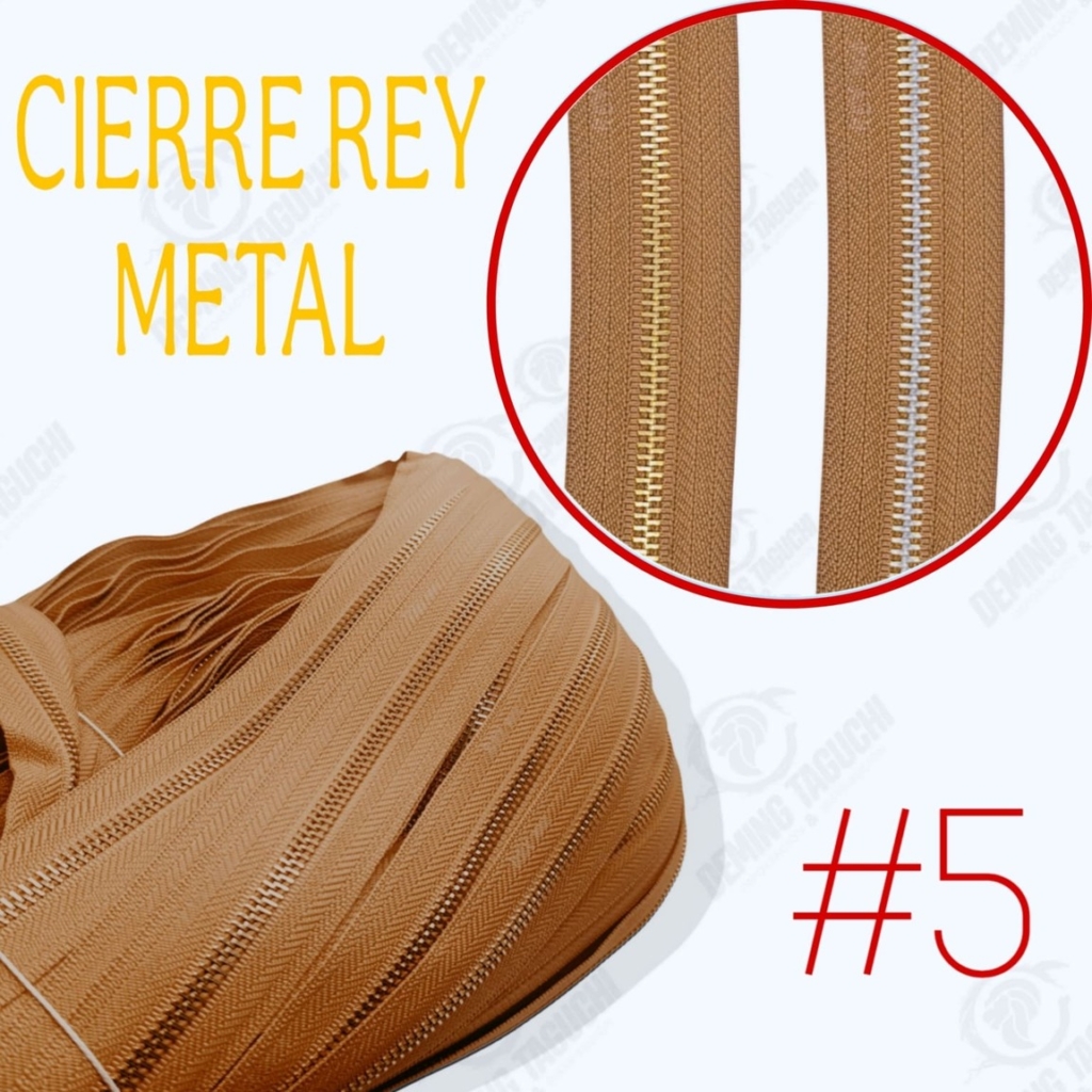 Cierre / cremallera metal REY nacional CUERO #5, codigo 734 – dientes dorados y plateados | ideal para carteras y bolsos