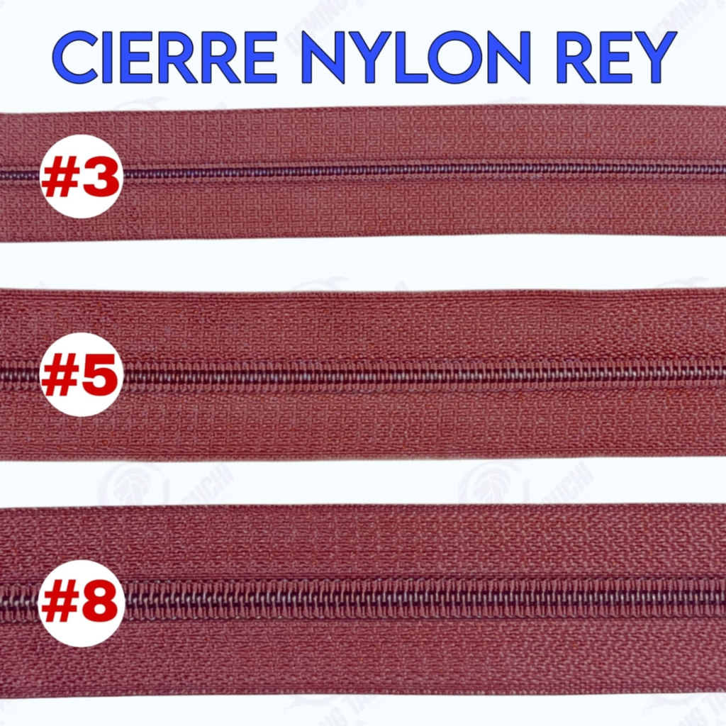 Cierre / Cremallera Nylon Nacional Rey FARO GUINDA código 333 – Grosores #3 #5 #8 | Uso Textil Resistente para Confección