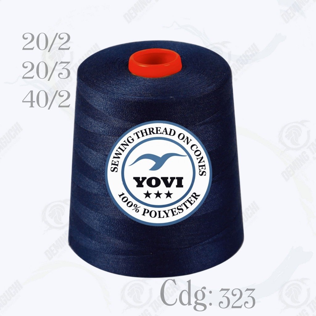 Hilo Algodón Yovi AZU MARINO Código 323 – Grosor 20/2, 20/3 y 40/2 | Resistente y Versátil para Coser Todo Tipo de Confección, Ropa, Jeans, Polos, Carpas y Uso Industrial