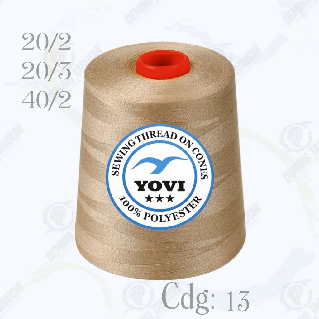 Hilo Algodón Yovi BEIGE Código 13 – Grosor 20/2, 20/3 y 40/2 | Resistente y Versátil para Coser Todo Tipo de Confección, Ropa, Jeans, Polos, Carpas y Uso Industrial