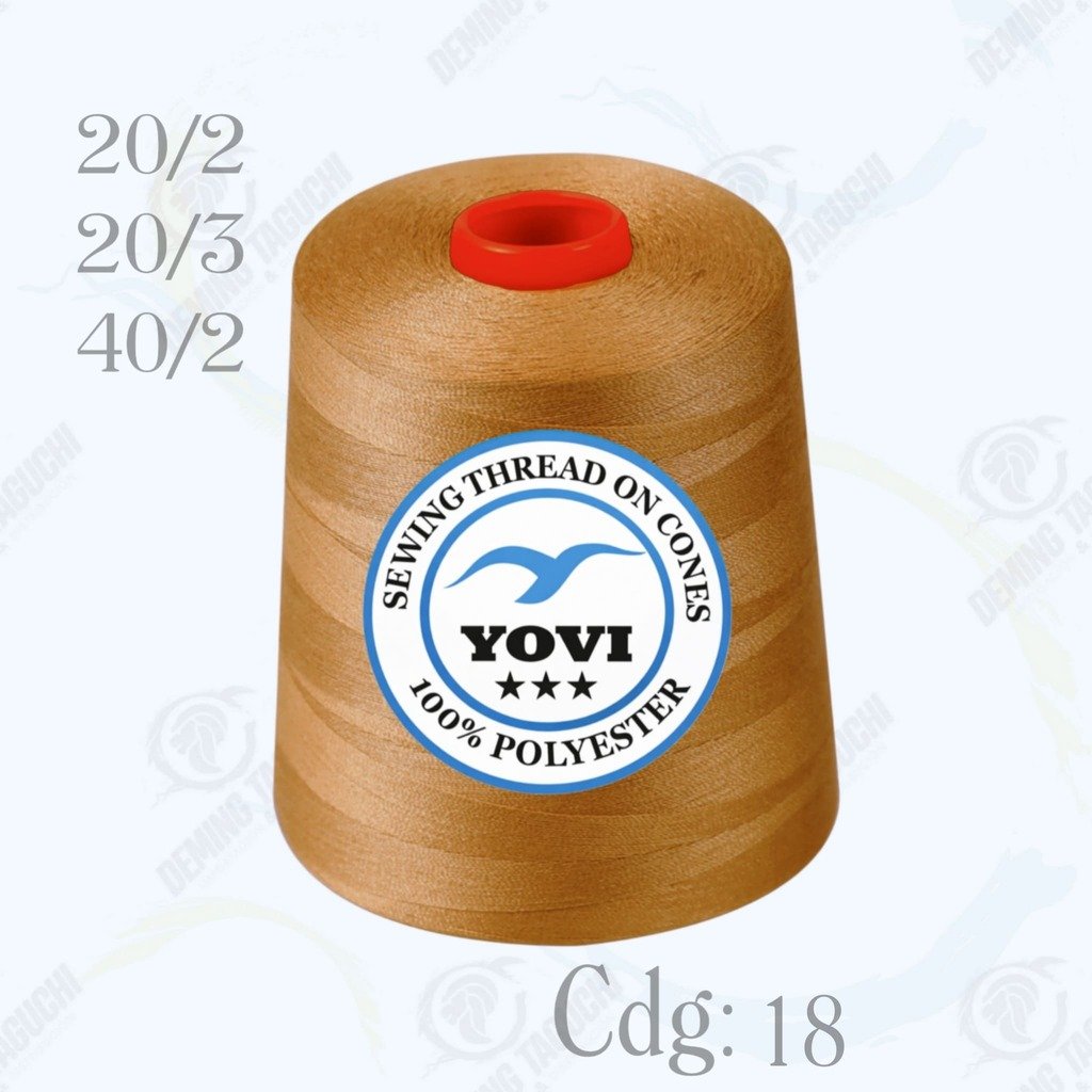Hilo Algodón Yovi CAMELLO Código 18 – Grosor 20/2, 20/3 y 40/2 | Resistente y Versátil para Coser Todo Tipo de Confección, Ropa, Jeans, Polos, Carpas y Uso Industrial
