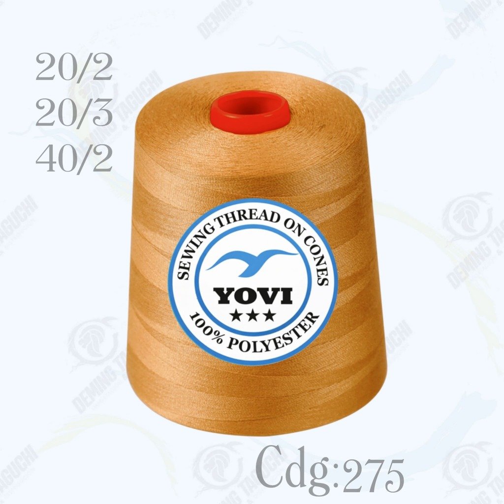 Hilo Algodón Yovi MOSTAZA Código 275 – Grosor 20/2, 20/3 y 40/2 | Resistente y Versátil para Coser Todo Tipo de Confección, Ropa, Jeans, Polos, Carpas y Uso Industrial