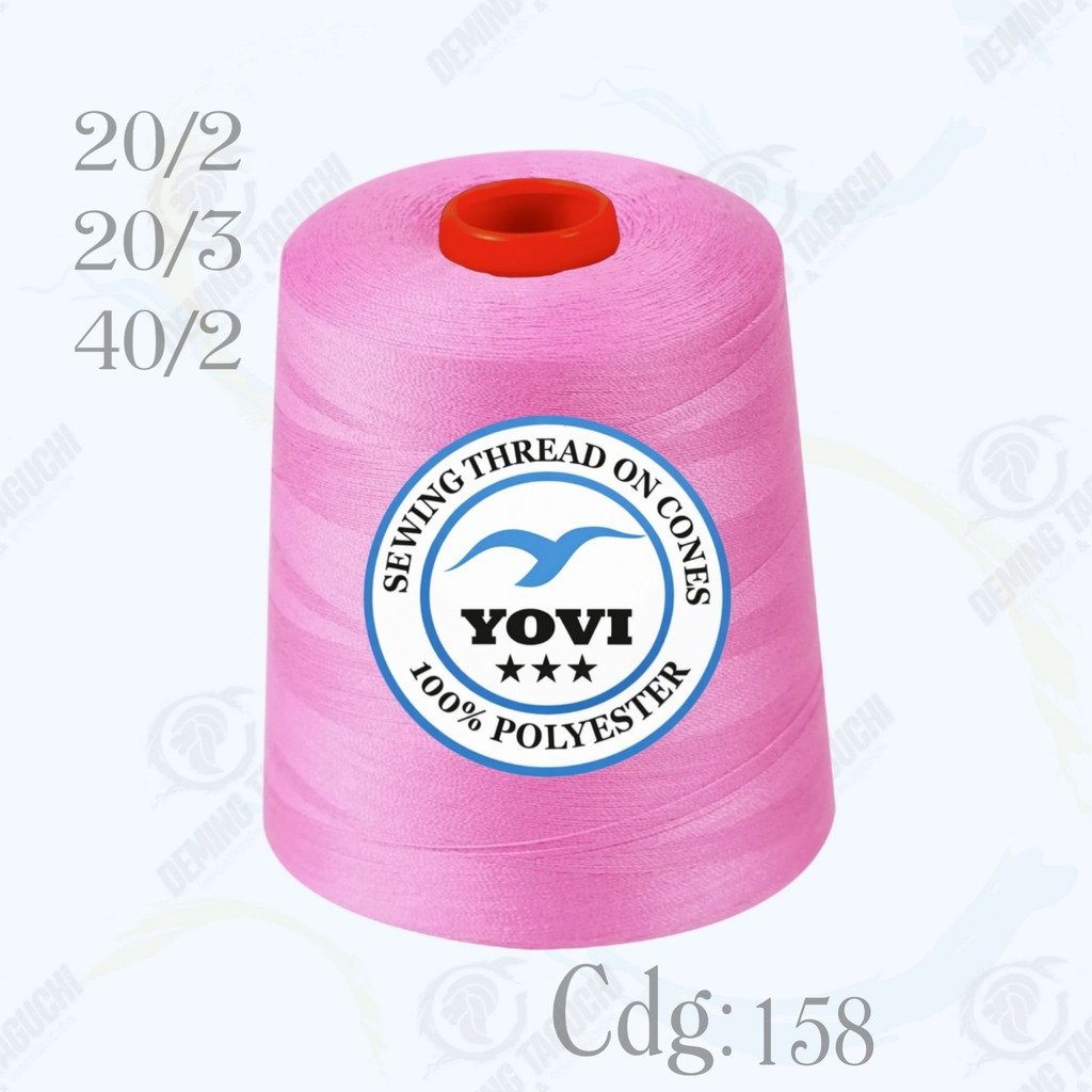 Hilo Algodón Yovi ROSADO Código 158 – Grosor 20/2, 20/3 y 40/2 | Resistente y Versátil para Coser Todo Tipo de Confección, Ropa, Jeans, Polos, Carpas y Uso Industrial