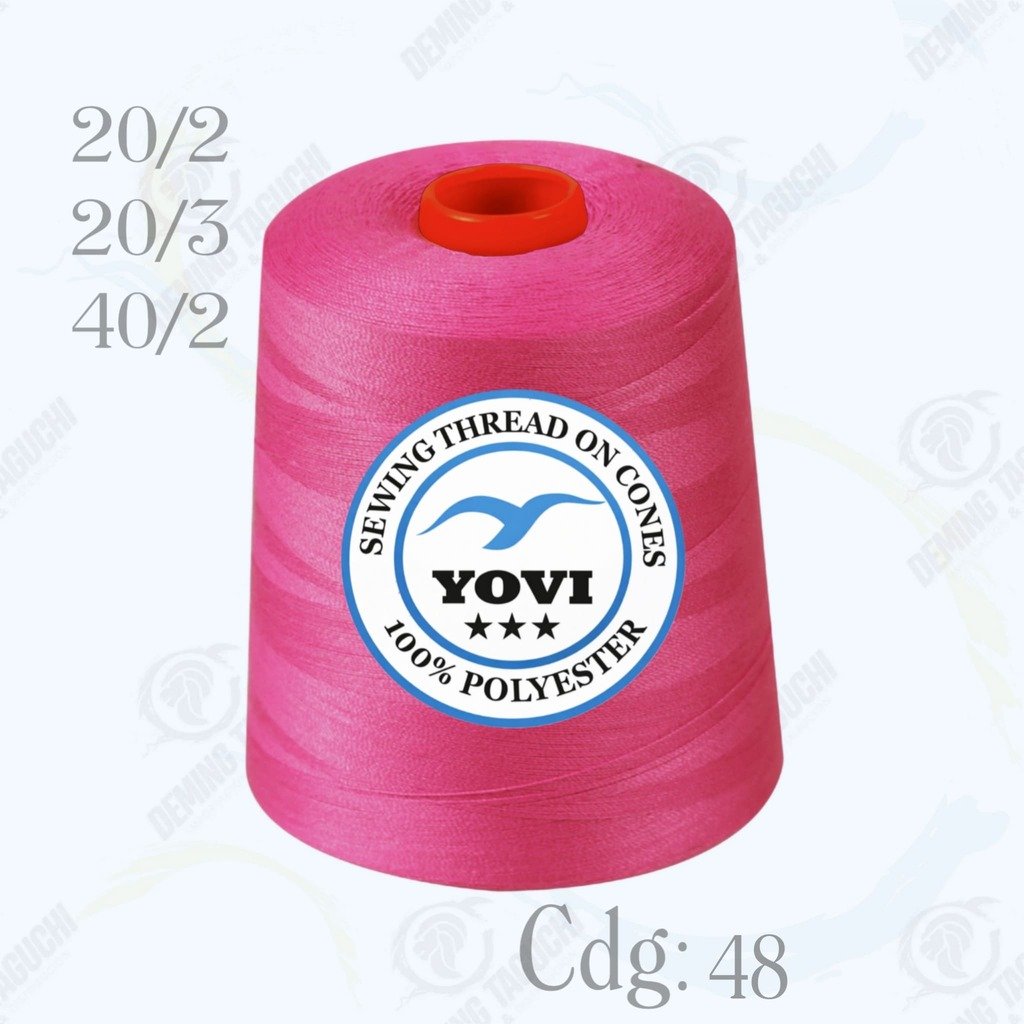 Hilo Algodón Yovi FRESA Código 48 – Grosor 20/2, 20/3 y 40/2 | Resistente y Versátil para Coser Todo Tipo de Confección, Ropa, Jeans, Polos, Carpas y Uso Industrial