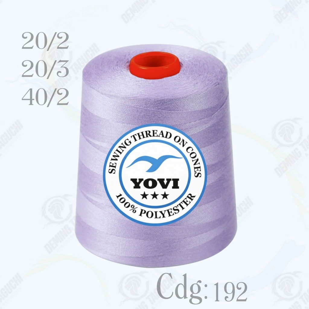 Hilo Algodón Yovi LILA Código 192 – Grosor 20/2, 20/3 y 40/2 | Resistente y Versátil para Coser Todo Tipo de Confección, Ropa, Jeans, Polos, Carpas y Uso Industrial