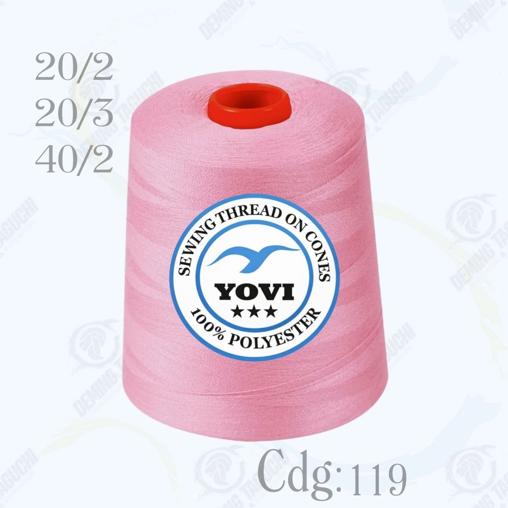 Hilo Algodón Yovi PALO ROSA Código 119 – Grosor 20/2, 20/3 y 40/2 | Resistente y Versátil para Coser Todo Tipo de Confección, Ropa, Jeans, Polos, Carpas y Uso Industrial