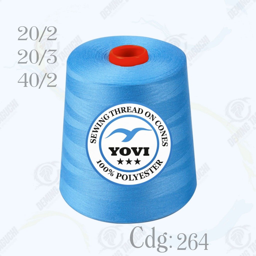 Hilo Algodón Yovi TURQUESA Código 264 – Grosor 20/2, 20/3 y 40/2 | Resistente y Versátil para Coser Todo Tipo de Confección, Ropa, Jeans, Polos, Carpas y Uso Industrial