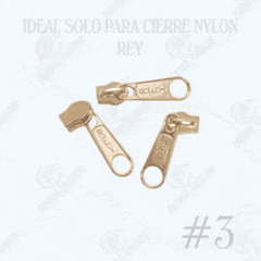 Deslizador Rey Nylon #3,#5 DORADO Modelo clásico | Confección de Mochilas, Morrales, Carteras, Bolsos, Estuches y Accesorios Textiles