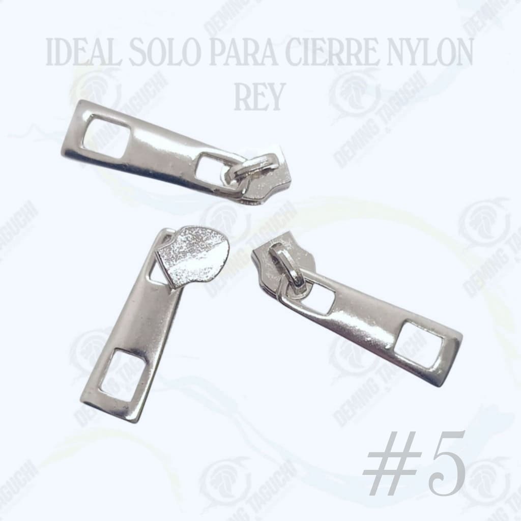 Deslizador Rey Nylon #5 PLATEADO Modelo Cuadrado | Confección de Mochilas, Morrales, Carteras, Bolsos, Estuches y Accesorios Textiles