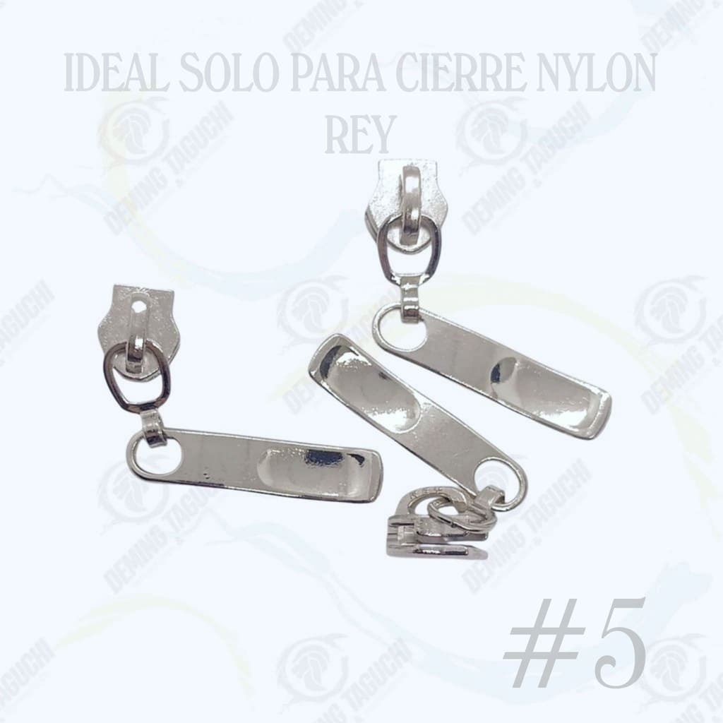 Deslizador Rey Nylon #5 PLATEADO Modelo Tobogán | Confección de Mochilas, Morrales, Carteras, Bolsos, Estuches y Accesorios Textiles