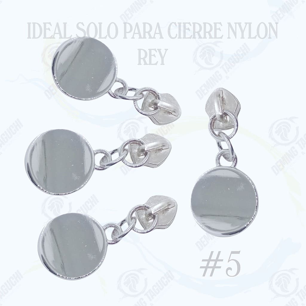 Deslizador Rey Nylon #5 PLATEADO Modelo Circular Medio | Confección de Mochilas, Morrales, Carteras, Bolsos, Estuches y Accesorios Textiles