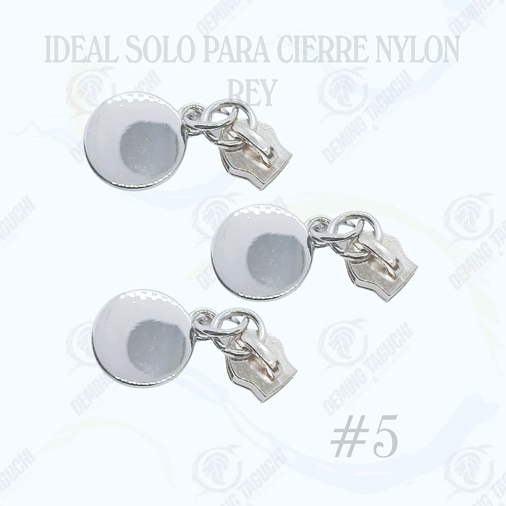 Deslizador Rey Nylon #5 PLATEADO Modelo Circular | Confección de Mochilas, Morrales, Carteras, Bolsos, Estuches y Accesorios Textiles