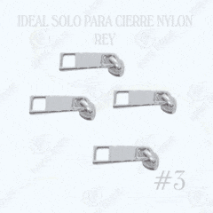 Deslizador Rey Nylon #3 #5 PLATEADO Modelo Cuadrado | Confección de Mochilas, Morrales, Carteras, Bolsos, Estuches y Accesorios Textiles