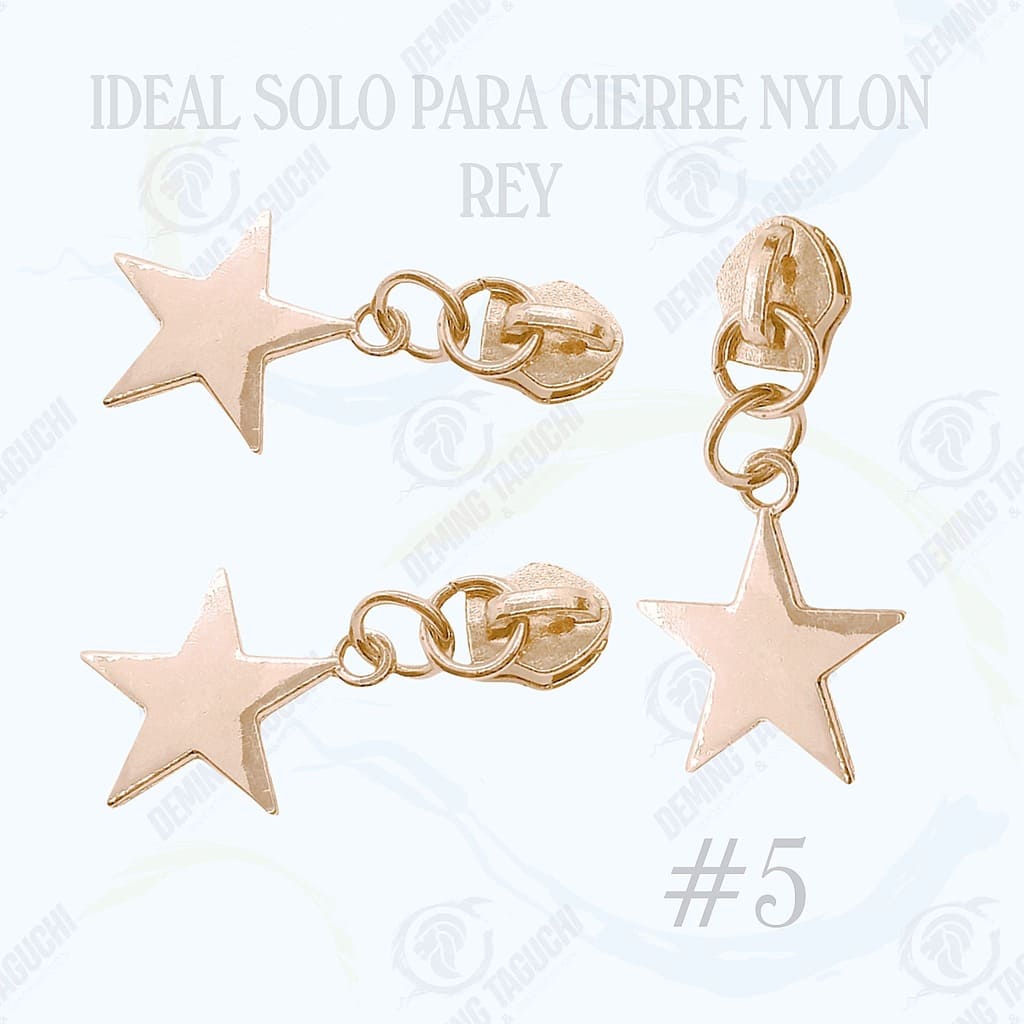 Deslizador Rey Nylon #5 DORADO GOLFI Modelo Estrella | Confección de Mochilas, Morrales, Carteras, Bolsos, Estuches y Accesorios Textiles