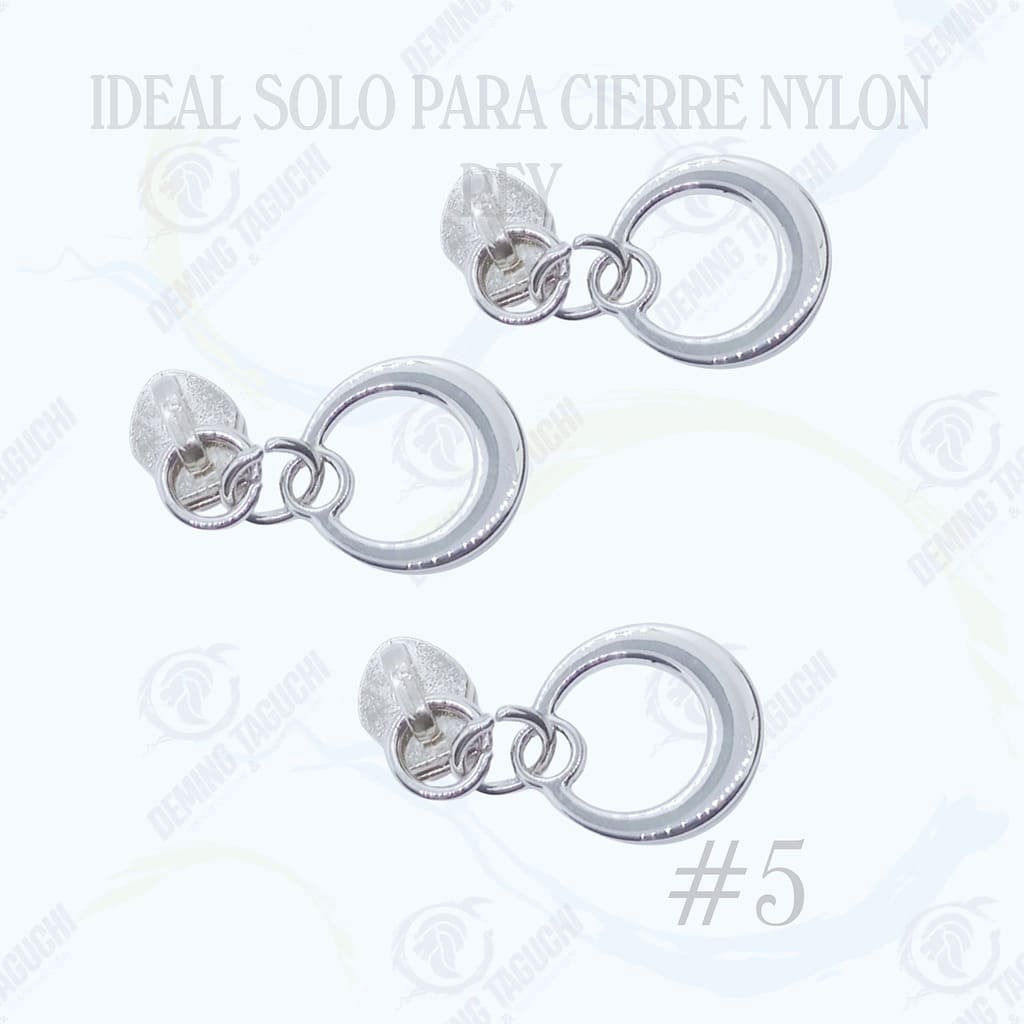 Deslizador Rey Nylon #5 PLATEADO Modelo Media Luna | Confección de Mochilas, Morrales, Carteras, Bolsos, Estuches y Accesorios Textiles