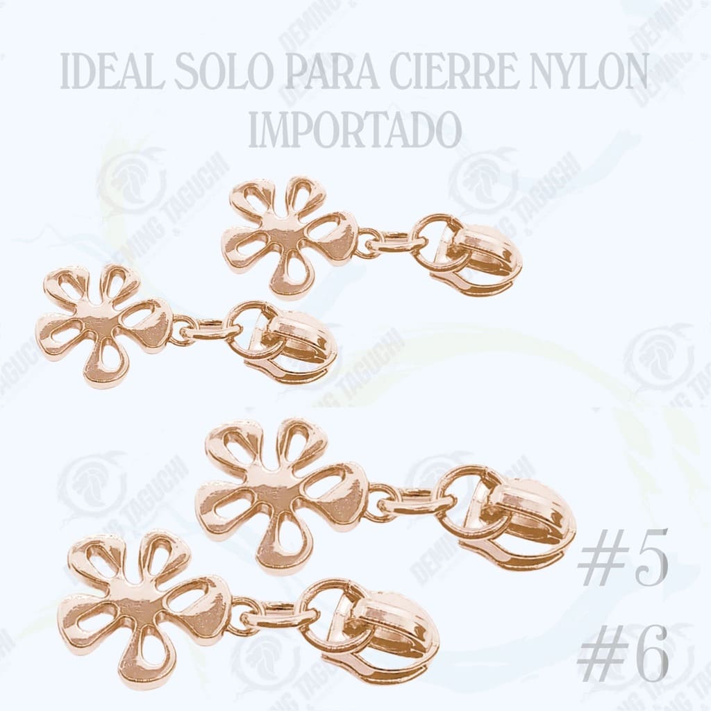 Deslizadores / Llaves Importado Nylon DORADO GOLFI #5 #6 Modelo Flor | Confección de Mochilas, Morrales, Carteras, Bolsos, Estuches y Accesorios Textiles