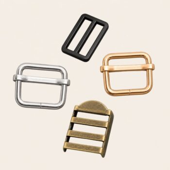 Reguladores metálicos para correas y cintas, resistentes y ajustables para mochilas, bolsos y accesorios textiles.