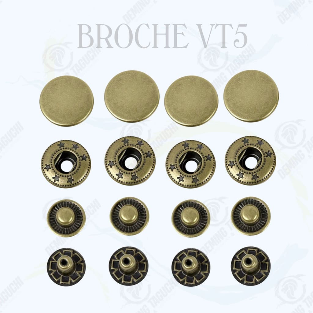 Broche VT5 Metal BRONCE | Broche A Presión Para Confección, Casacas, Ropa, Mochilas, Bolsos, Carteras Y Accesorios Textiles