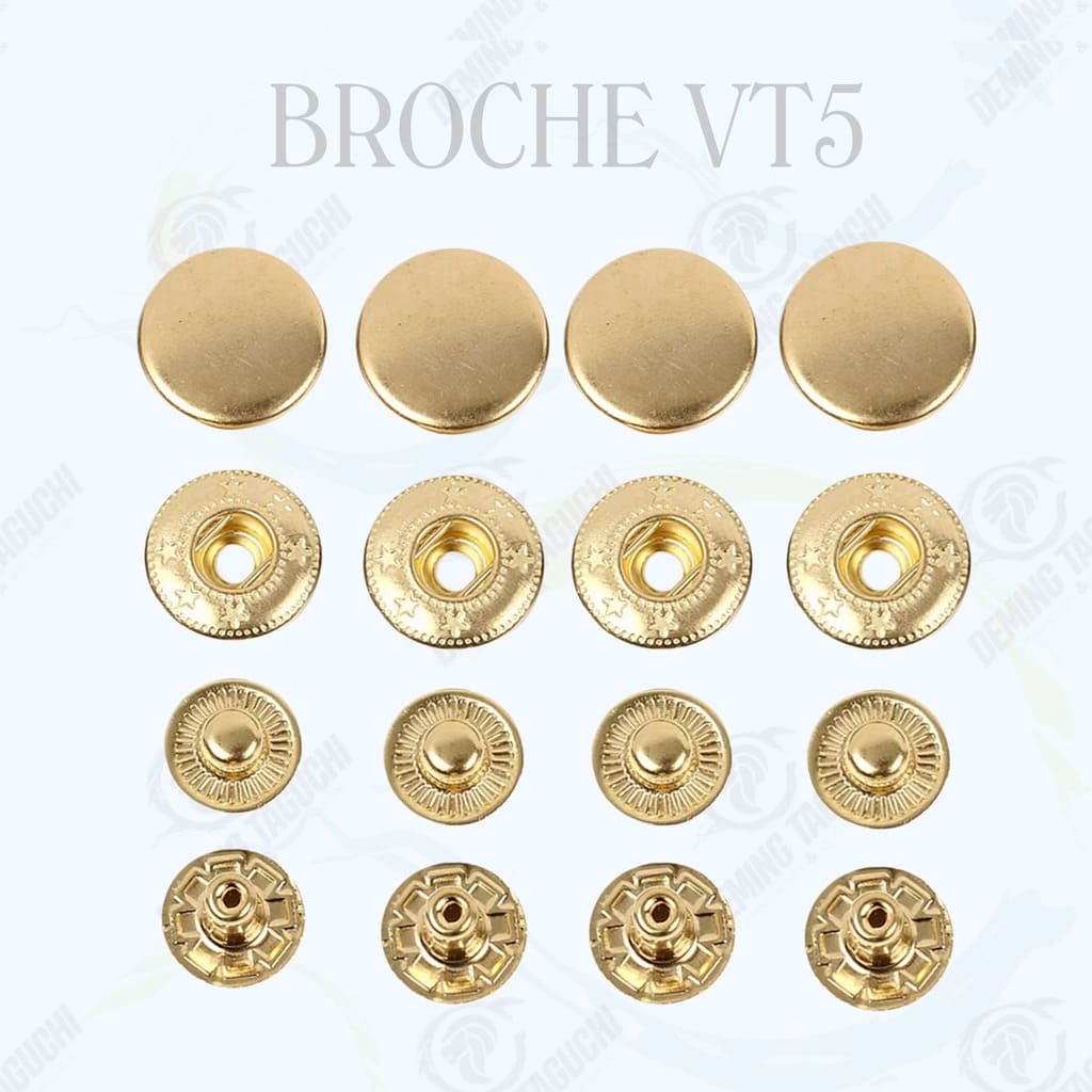 Broche VT5 Metal DORADO | Broche A Presión Para Confección, Casacas, Ropa, Mochilas, Bolsos, Carteras Y Accesorios Textiles