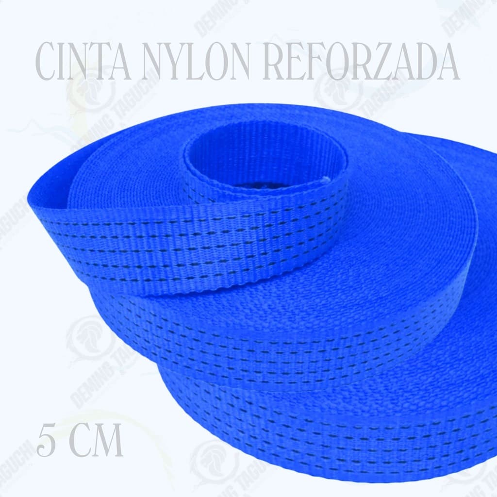 Cinta Nylon Reforzada AZULINO 5 cm – Alta Resistencia para Izaje, Sujeción, Carga y Uso Industrial