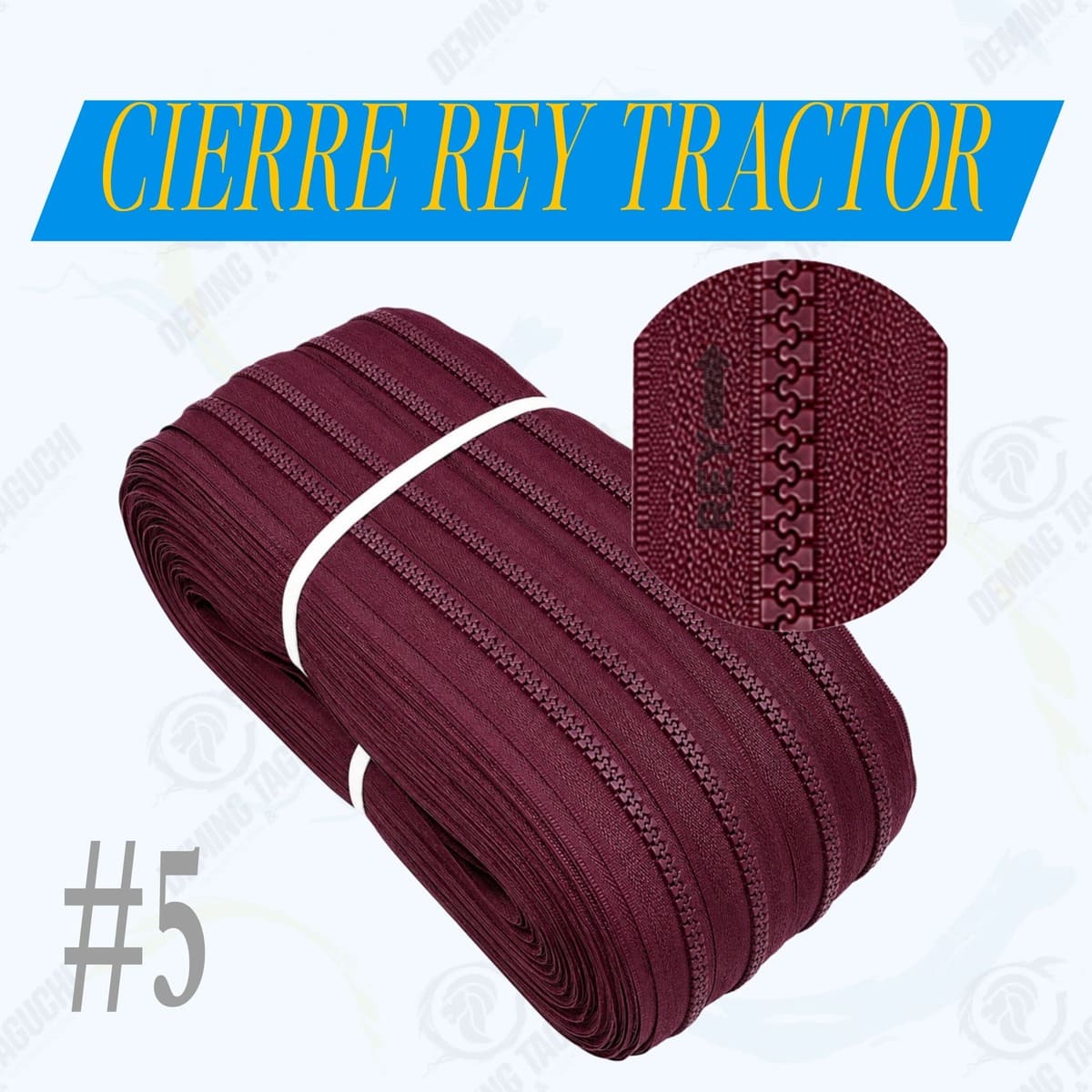 Cierre / Cremallera Tractor REY Nacional #5 GUINDA | Ideal para Carteras, Bolsos, Mochilas, Morrales, Maletines, Cartucheras, Neceseres, Mamelucos y Accesorios de Confección
