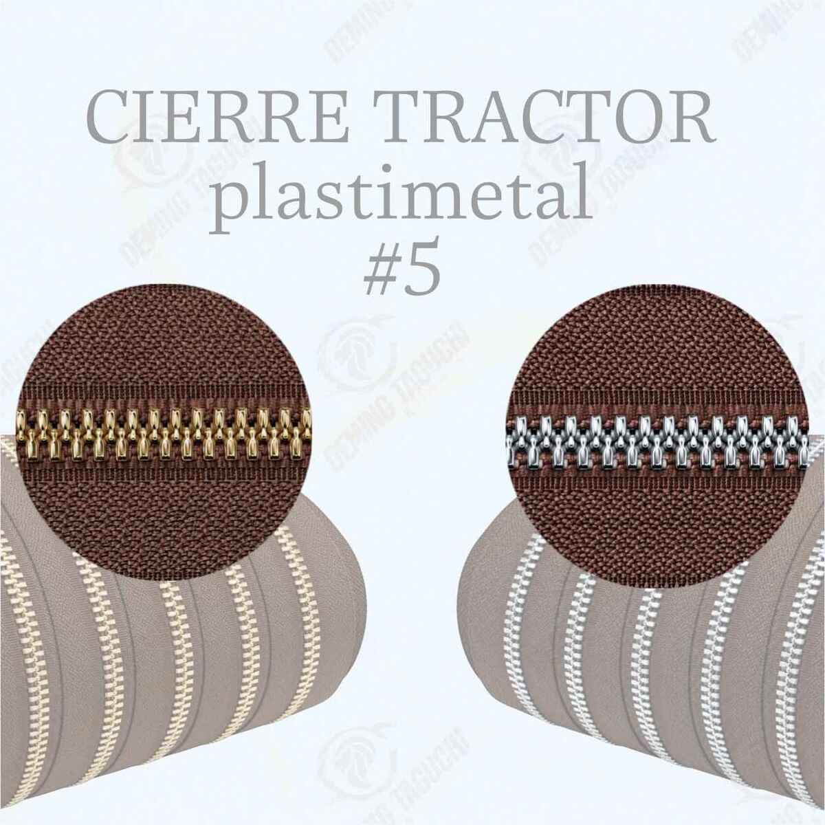 Cierre / cremallera Plastimetal Importado MARRÓN #5 – Dientes Dorados y Plateados | Ideal para Mochilas, Carteras y Confección