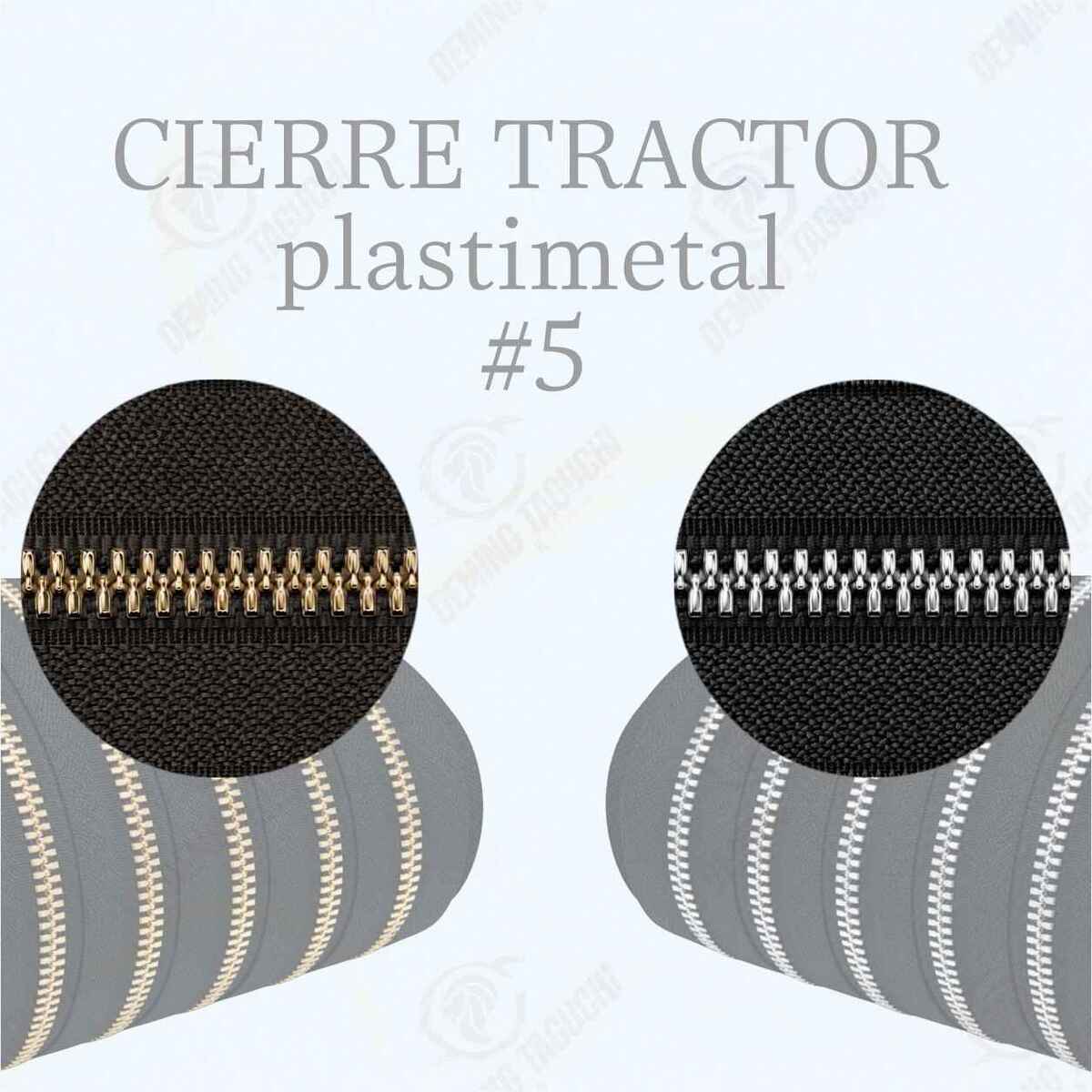 Cierre / cremallera Plastimetal Importado NEGRO #5 – Dientes Dorados y Plateados | Ideal para Mochilas, Carteras y Confección