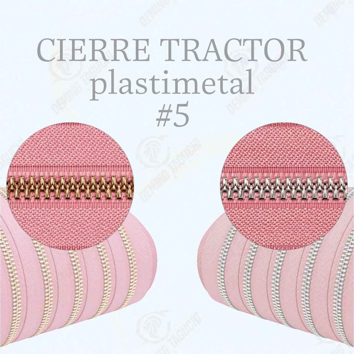 Cierre / cremallera Plastimetal Importado PALO ROSA #5 – Dientes Dorados y Plateados | Ideal para Mochilas, Carteras y Confección