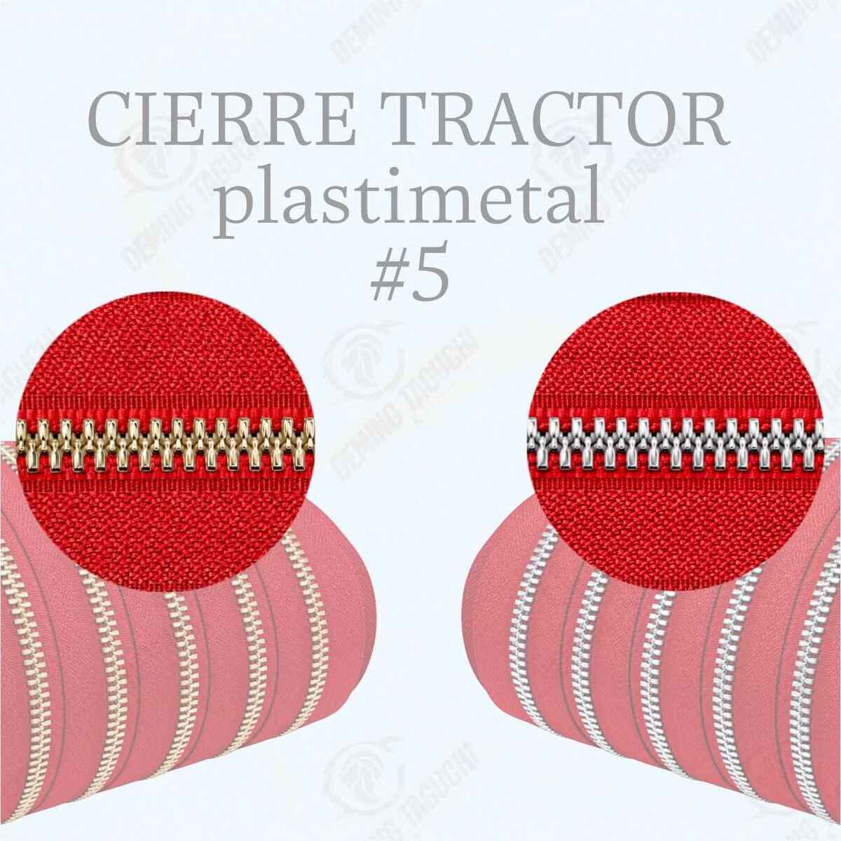 Cierre / cremallera Plastimetal Importado ROJO #5 – Dientes Dorados y Plateados | Ideal para Mochilas, Carteras y Confección