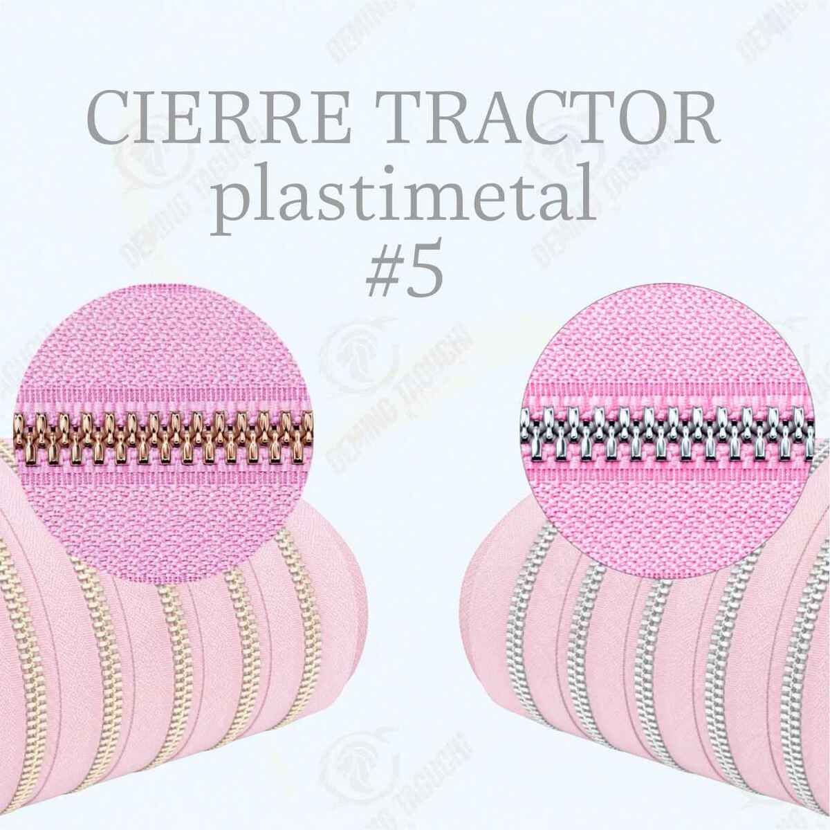 Cierre / cremallera Plastimetal Importado ROSADO #5 – Dientes Dorados y Plateados | Ideal para Mochilas, Carteras y Confección
