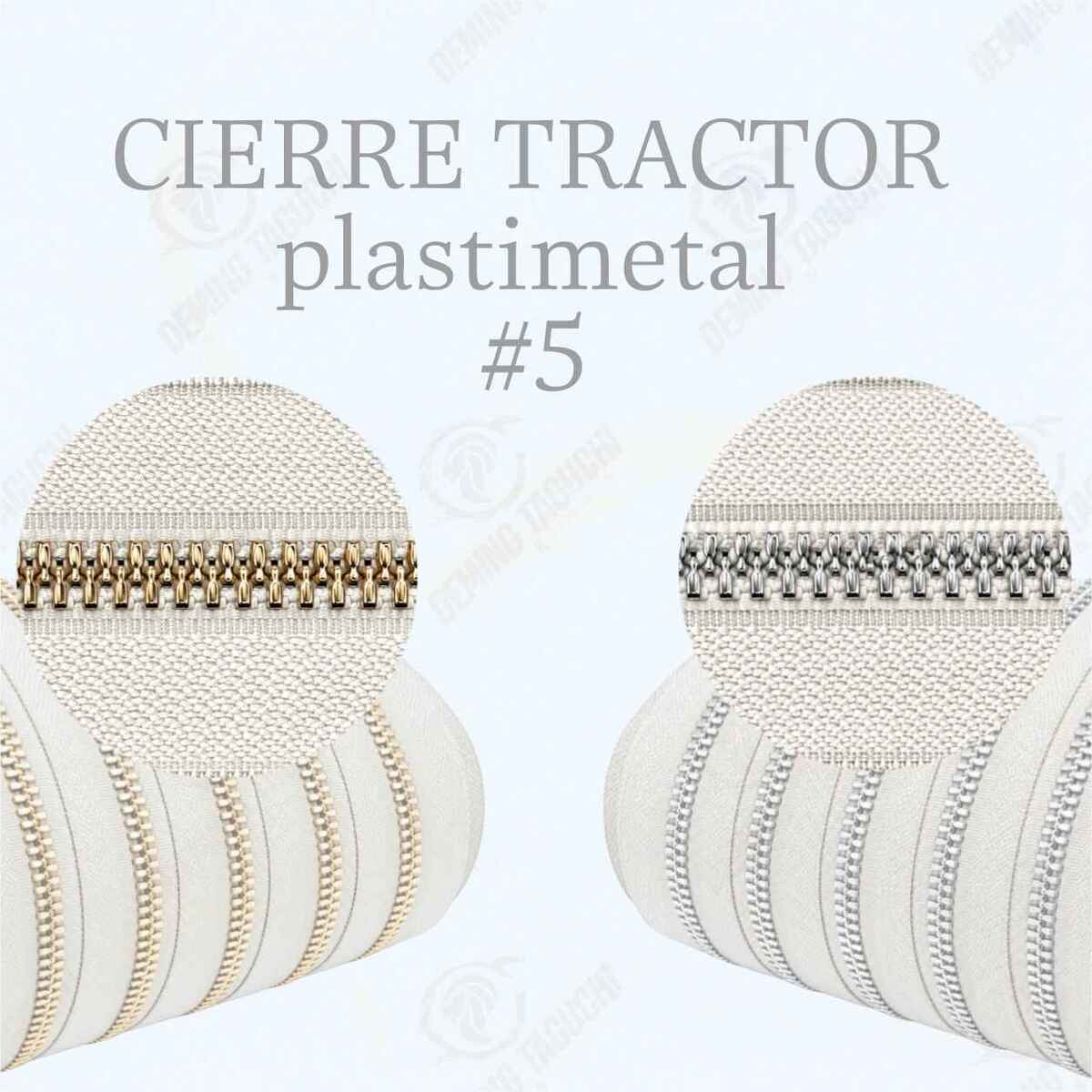 Cierre / cremallera Plastimetal Importado BLANCO #5 – Dientes Dorados y Plateados | Ideal para Mochilas, Carteras y Confección