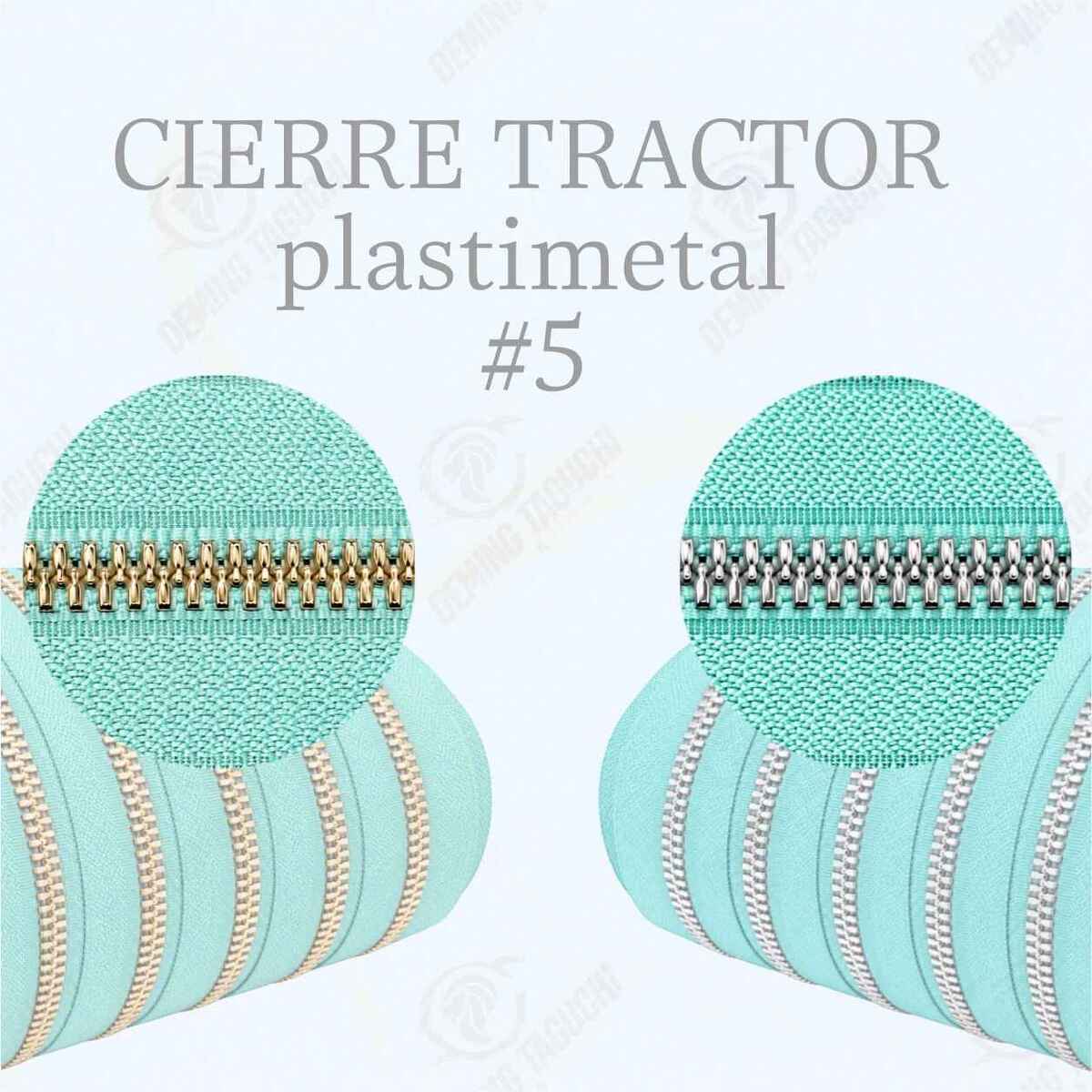 Cierre / cremallera Plastimetal Importado VERDE AGUA #5 – Dientes Dorados y Plateados | Ideal para Mochilas, Carteras y Confección