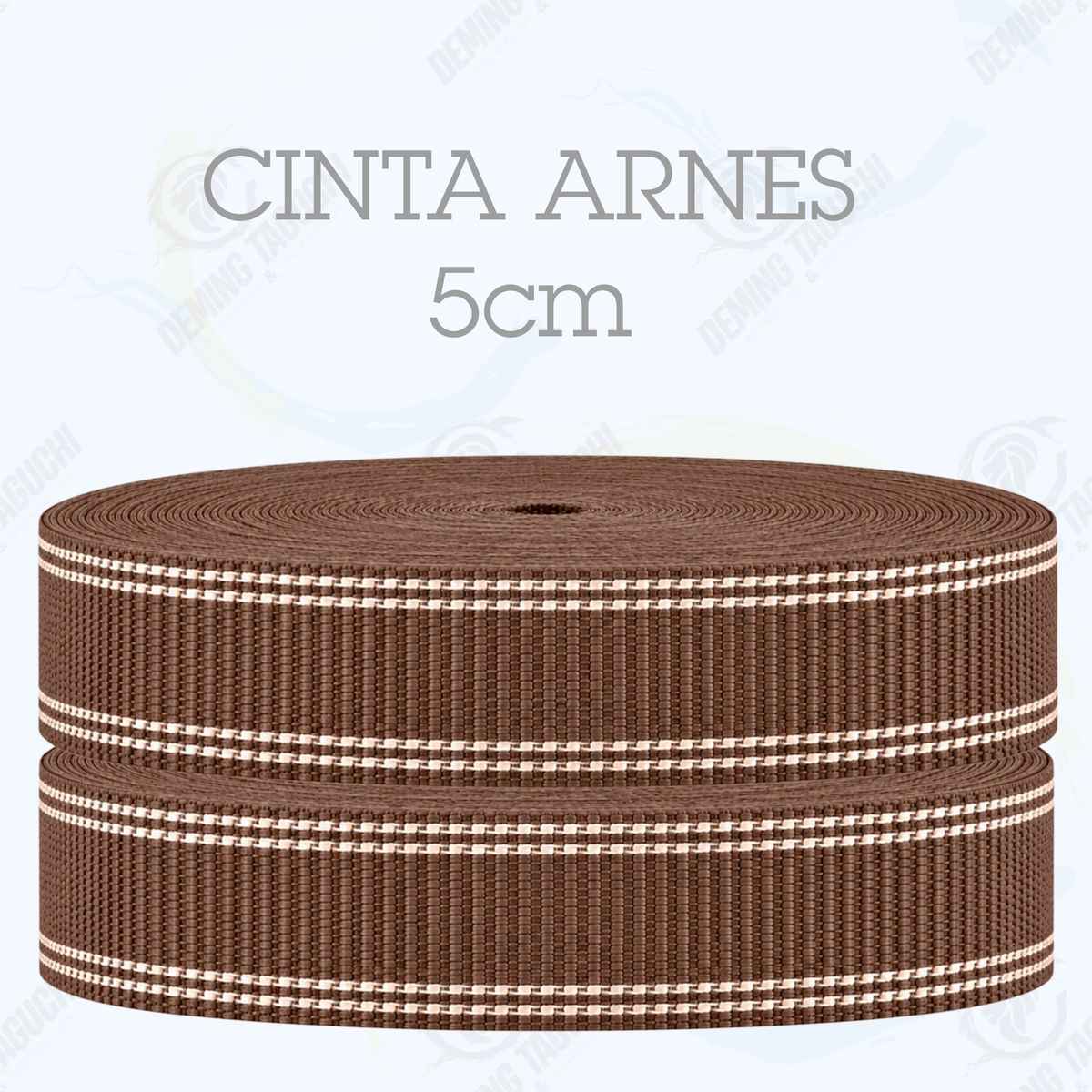 Cinta Arnés MARRÓN con beige 5 cm | Correa Ancha Reforzada y Resistente para Arneses, Pecheras, Correas para Mascotas, Amarre y Sujeción de Cargas, Transporte y Confección