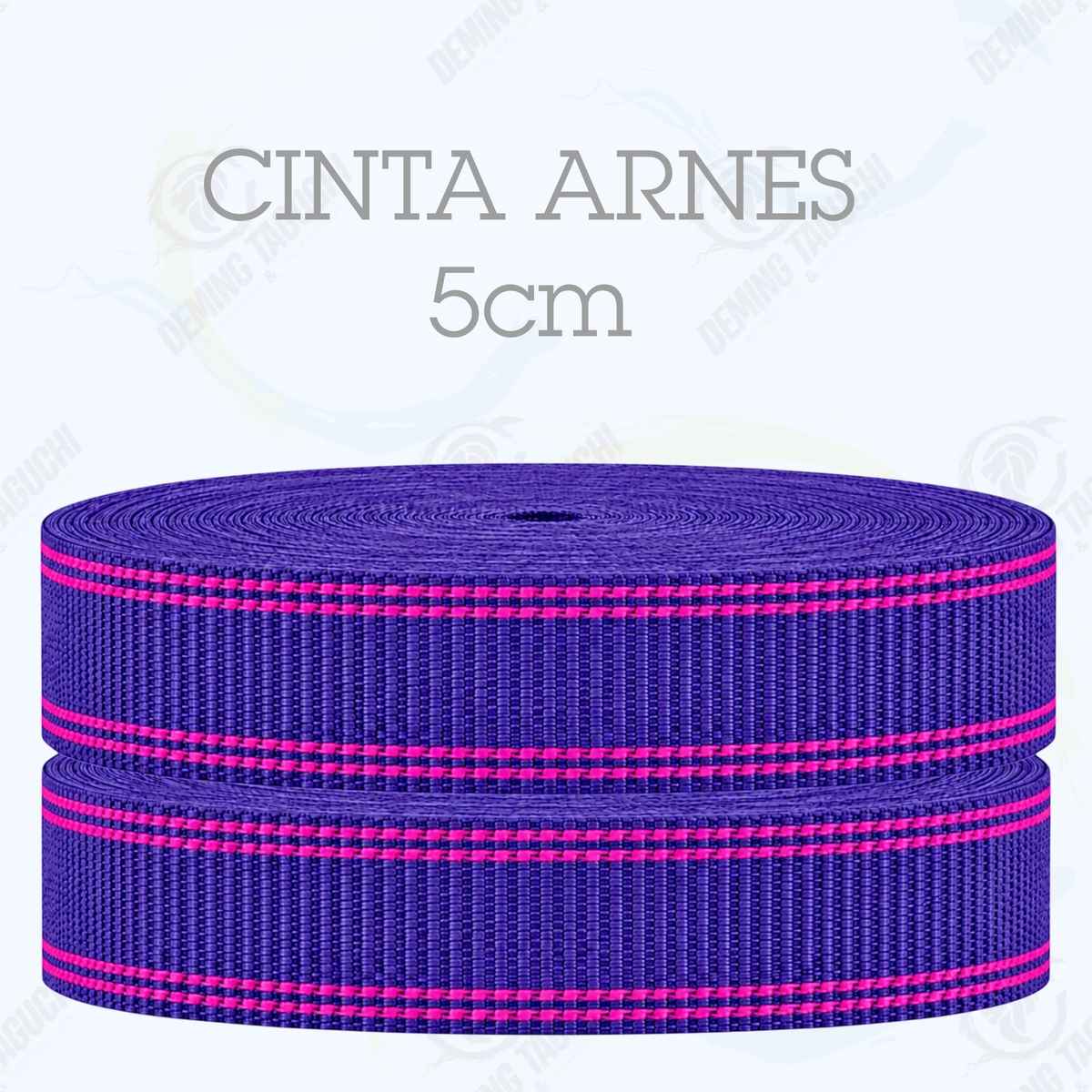 Cinta Arnés MORADO con fucsia 5 cm | Correa Ancha Reforzada y Resistente para Arneses, Pecheras, Correas para Mascotas, Amarre y Sujeción de Cargas, Transporte y Confección
