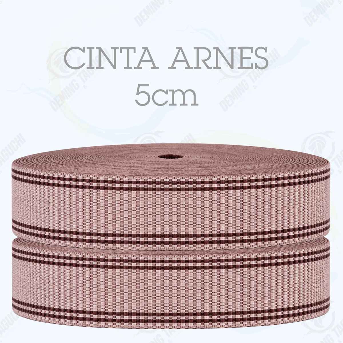 Cinta Arnés BEIGE PAPA con marrón 5 cm | Correa Ancha Reforzada y Resistente para Arneses, Pecheras, Correas para Mascotas, Amarre y Sujeción de Cargas, Transporte y Confección