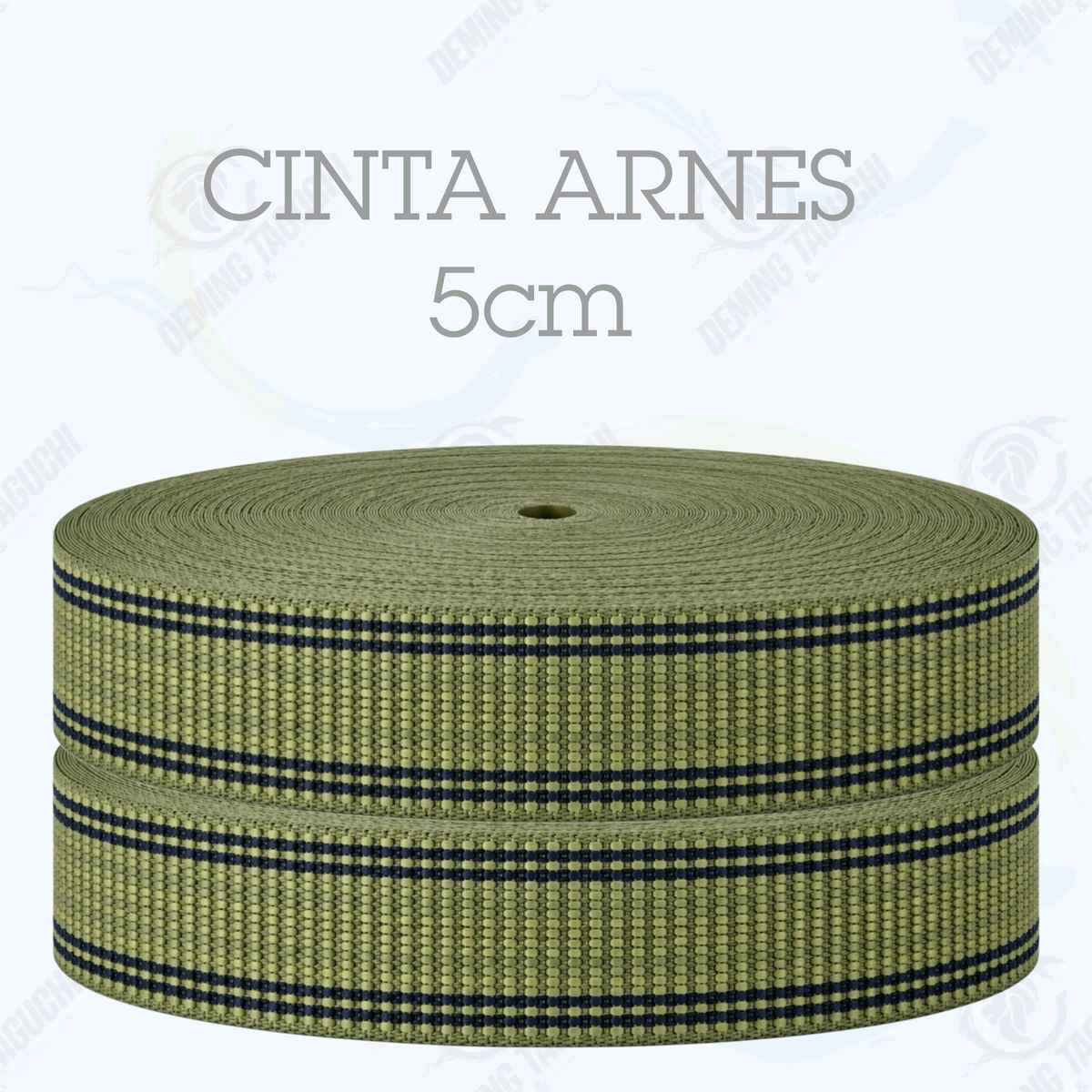 Cinta Arnés VERDE MILITAR con negro 5 cm | Correa Ancha Reforzada y Resistente para Arneses, Pecheras, Correas para Mascotas, Amarre y Sujeción de Cargas, Transporte y Confección