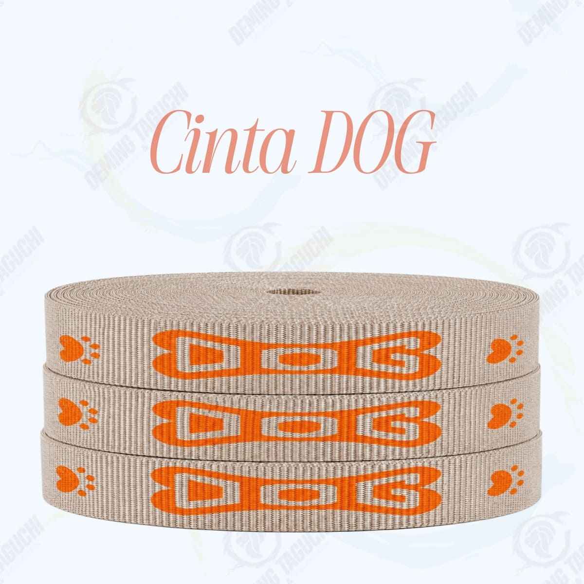 Cinta DOG BEIGE con anaranjado _ 1.5 cm, 2 cm y 2.5 cm | Ideal para Correas de Mascotas, Pecheras, Arneses, Collares, Accesorios para Perros y mascotas