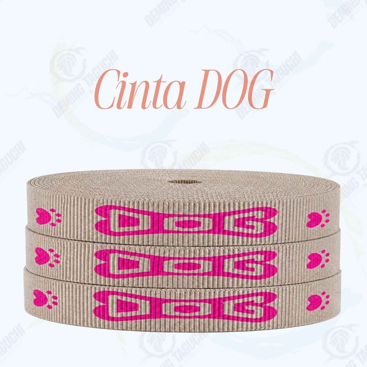 Cinta DOG BEIGE con fucsia _ 1.5 cm, 2 cm y 2.5 cm | Ideal para Correas de Mascotas, Pecheras, Arneses, Collares, Accesorios para Perros y mascotas