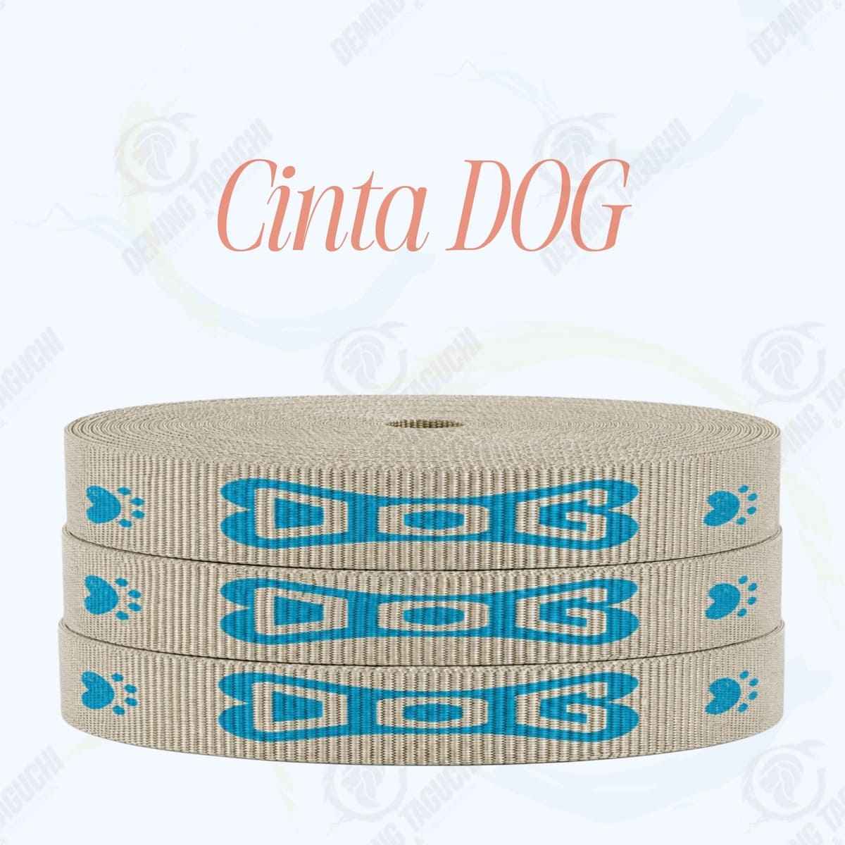 Cinta DOG BEIGE con turquesa _ 1.5 cm, 2 cm y 2.5 cm | Ideal para Correas de Mascotas, Pecheras, Arneses, Collares, Accesorios para Perros y mascotas