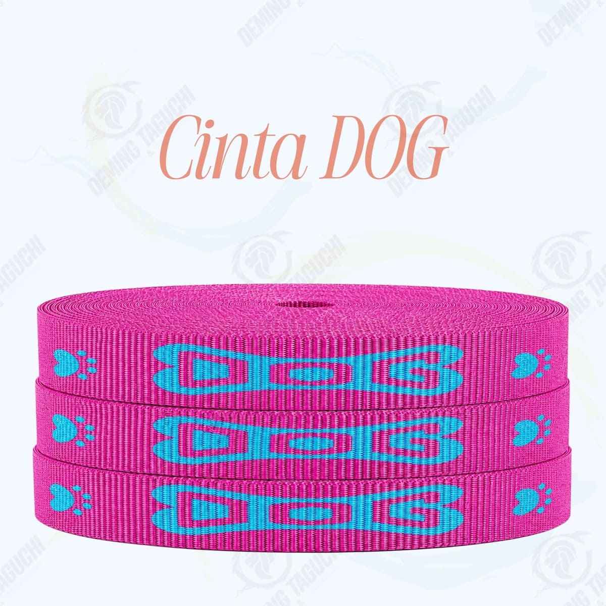 Cinta DOG FUCSIA con turquesa _ 1.5 cm, 2 cm y 2.5 cm | Ideal para Correas de Mascotas, Pecheras, Arneses, Collares, Accesorios para Perros y mascotas