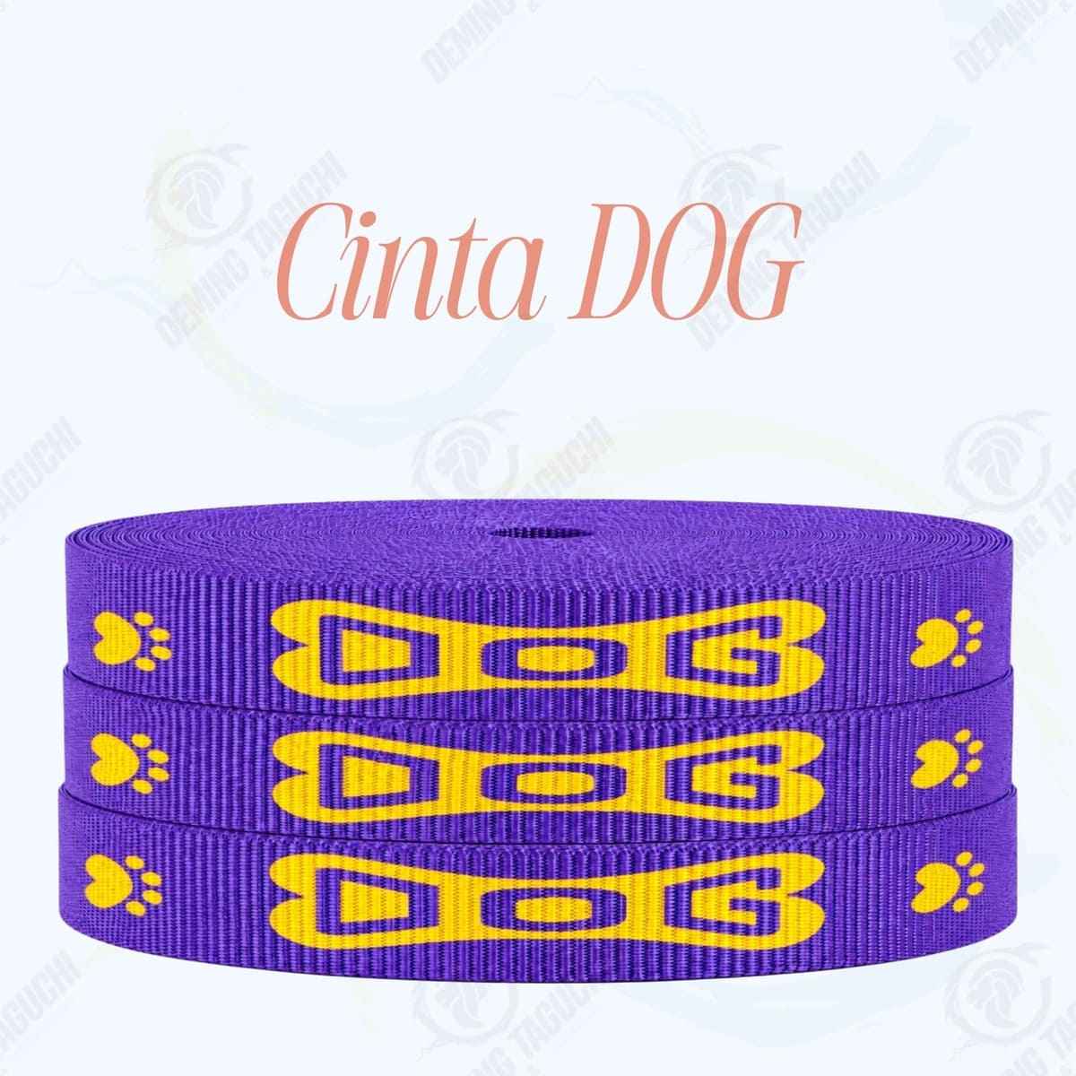 Cinta DOG MORADO con amarillo _ 1.5 cm, 2 cm y 2.5 cm | Ideal para Correas de Mascotas, Pecheras, Arneses, Collares, Accesorios para Perros y mascotas