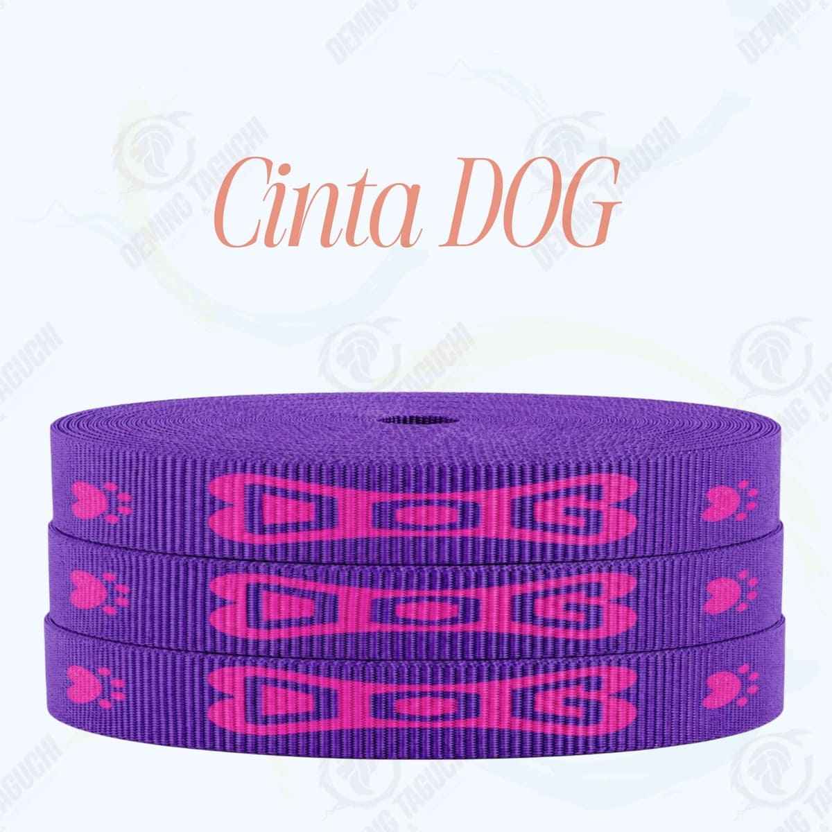 Cinta DOG MORADO con fucsia _ 1.5 cm, 2 cm y 2.5 cm | Ideal para Correas de Mascotas, Pecheras, Arneses, Collares, Accesorios para Perros y mascotas