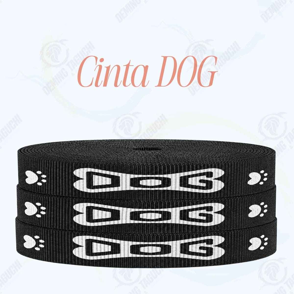 Cinta DOG NEGRO con blanco _ 1.5 cm, 2 cm y 2.5 cm | Ideal para Correas de Mascotas, Pecheras, Arneses, Collares, Accesorios para Perros y mascotas