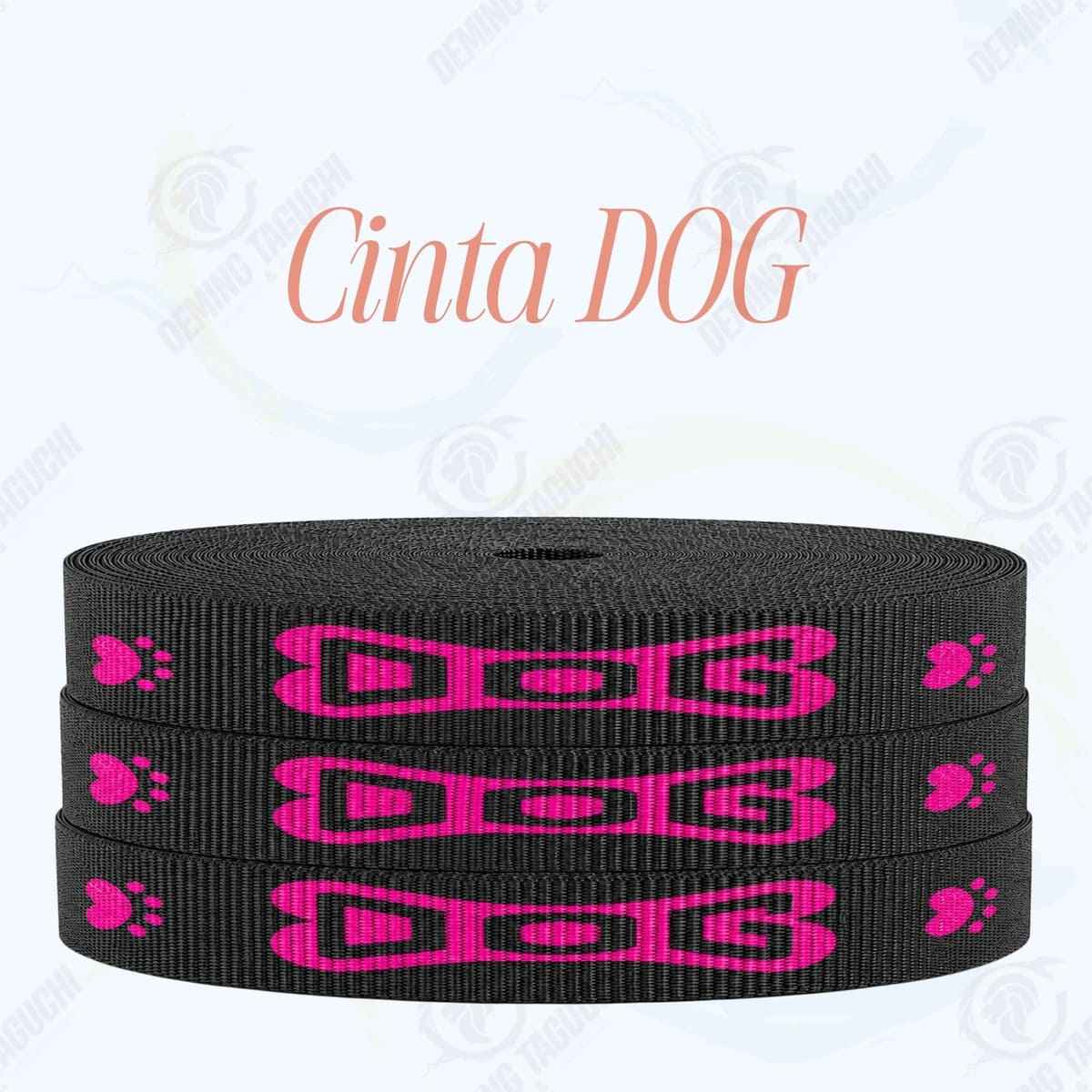 Cinta DOG NEGRO con fucsia _ 1.5 cm, 2 cm y 2.5 cm | Ideal para Correas de Mascotas, Pecheras, Arneses, Collares, Accesorios para Perros y mascotas