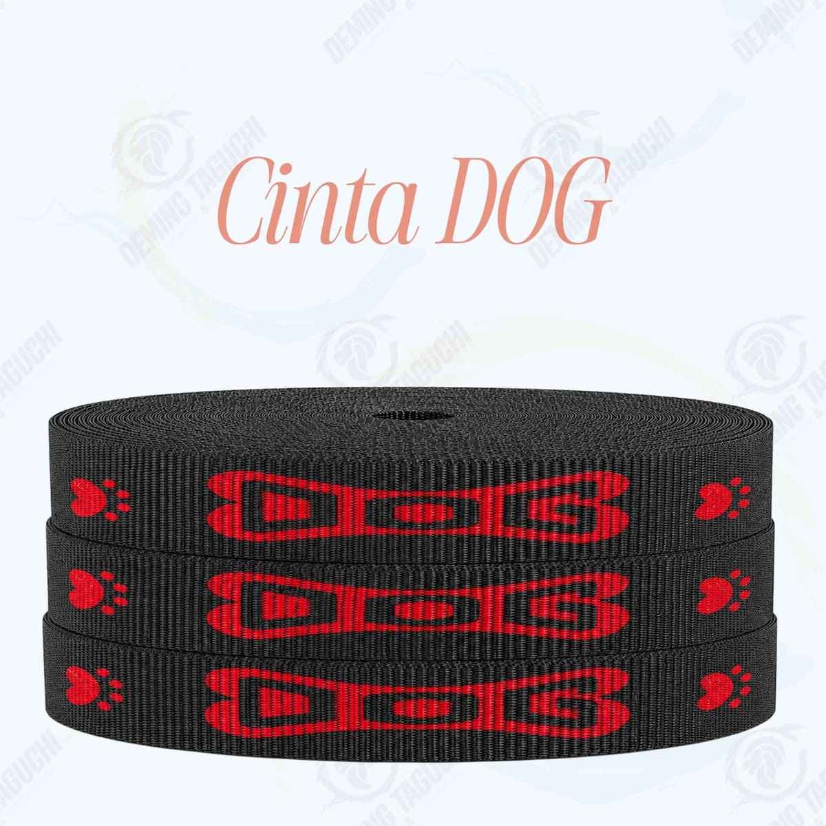 Cinta DOG NEGRO con rojo _ 1.5 cm, 2 cm y 2.5 cm | Ideal para Correas de Mascotas, Pecheras, Arneses, Collares, Accesorios para Perros y mascotas