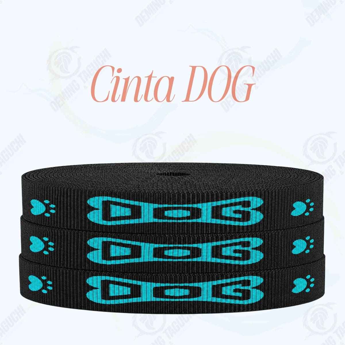 Cinta DOG NEGRO con verde agua _ 1.5 cm, 2 cm y 2.5 cm | Ideal para Correas de Mascotas, Pecheras, Arneses, Collares, Accesorios para Perros y mascotas
