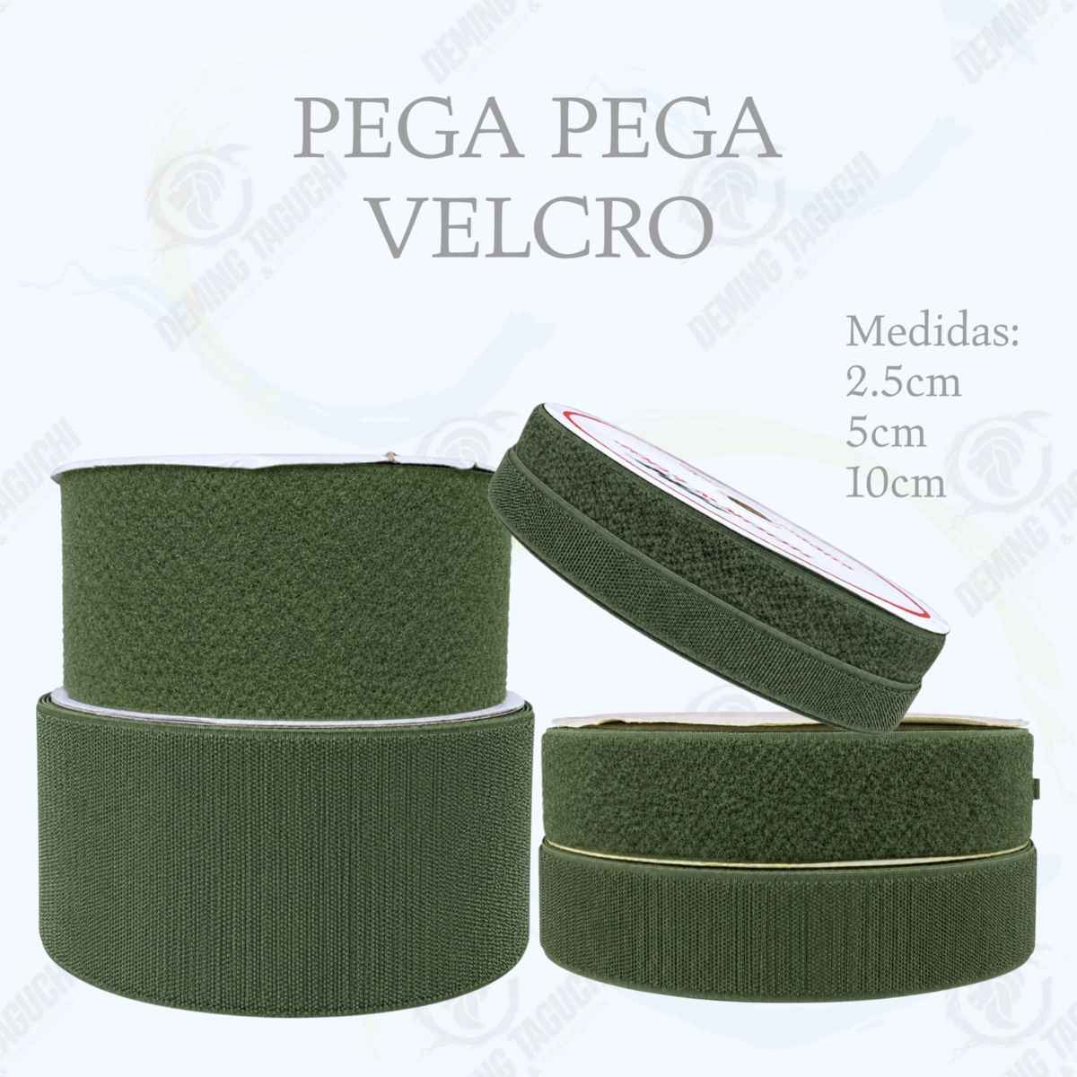 Pega Pega Chino B VERDE MILITAR 2.5cm, 5cm, 10cm – Velcro Para Confección Textil, Mochilas, Calzado y Carpas de Motos | Rollos y Cajas