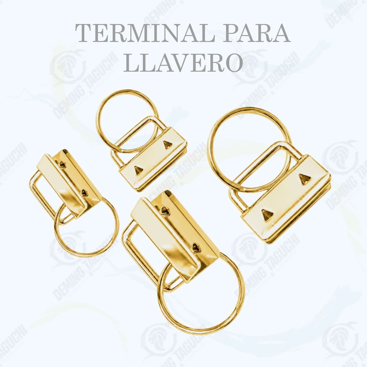 Terminal Llavero DORADO GOLFI de 2 cm y 2.5 cm con Argolla | Herraje para Llaveros, Tiradores, Lanyards, Correas, Cintas, Colgantes y Accesorios de Confección