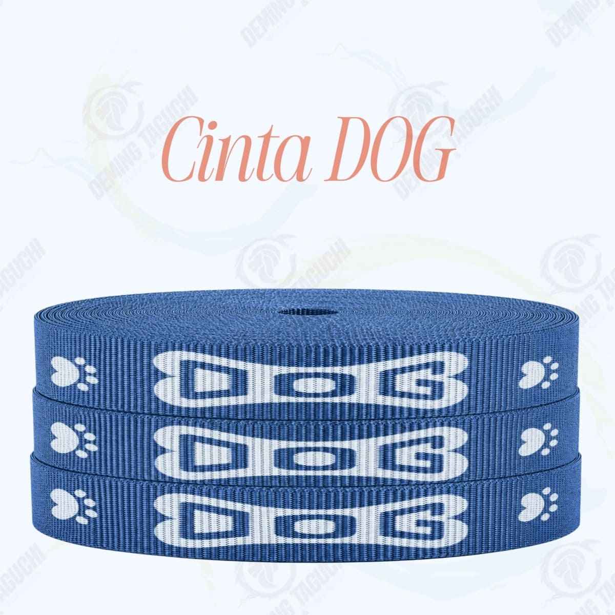 Cinta DOG AZUL con blanco _ 1.5 cm, 2 cm y 2.5 cm | Ideal para Correas de Mascotas, Pecheras, Arneses, Collares, Accesorios para Perros y mascotas