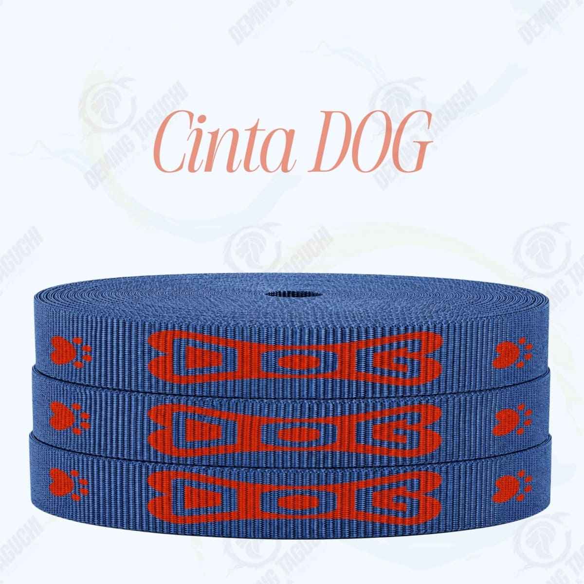 Cinta DOG AZUL con rojo _ 1.5 cm, 2 cm y 2.5 cm | Ideal para Correas de Mascotas, Pecheras, Arneses, Collares, Accesorios para Perros y mascotas